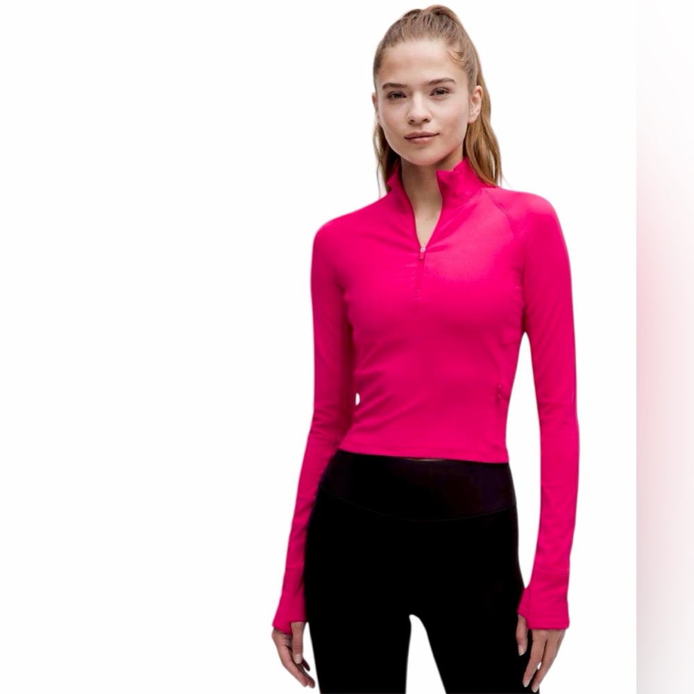 NWT Lululemon - It’s Rulu Cropped Half Zip - Passionate / Pink - Sz. S